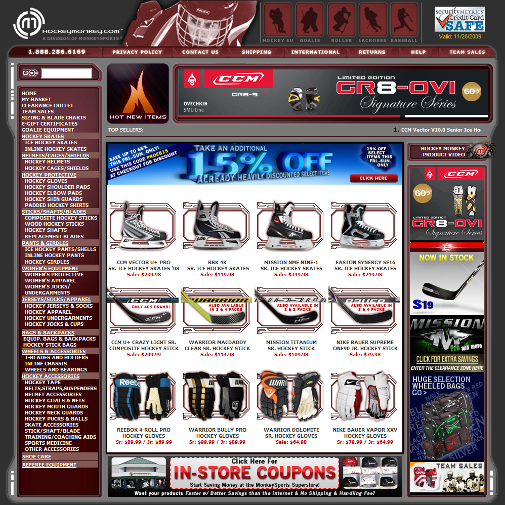 Hockey Equipment & Gear | Hockey Sticks & Skates | Ice Hockey Helmets & Gloves | HockeyMonkey.com